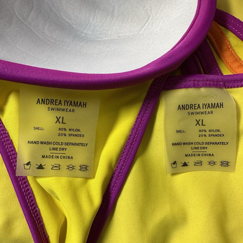 Andrea Iyamah Bikini Womens Yellow High Rise Sz XL Swimsuit Cut Out Resort Vacay - Picture 5 of 13